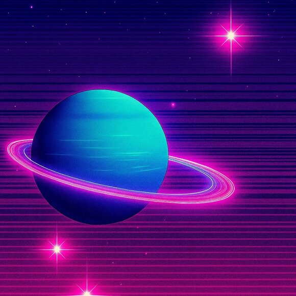 Retro Wave Saturn Planet Art Print – Home Printed Wall Decor - Picture 1 of 1